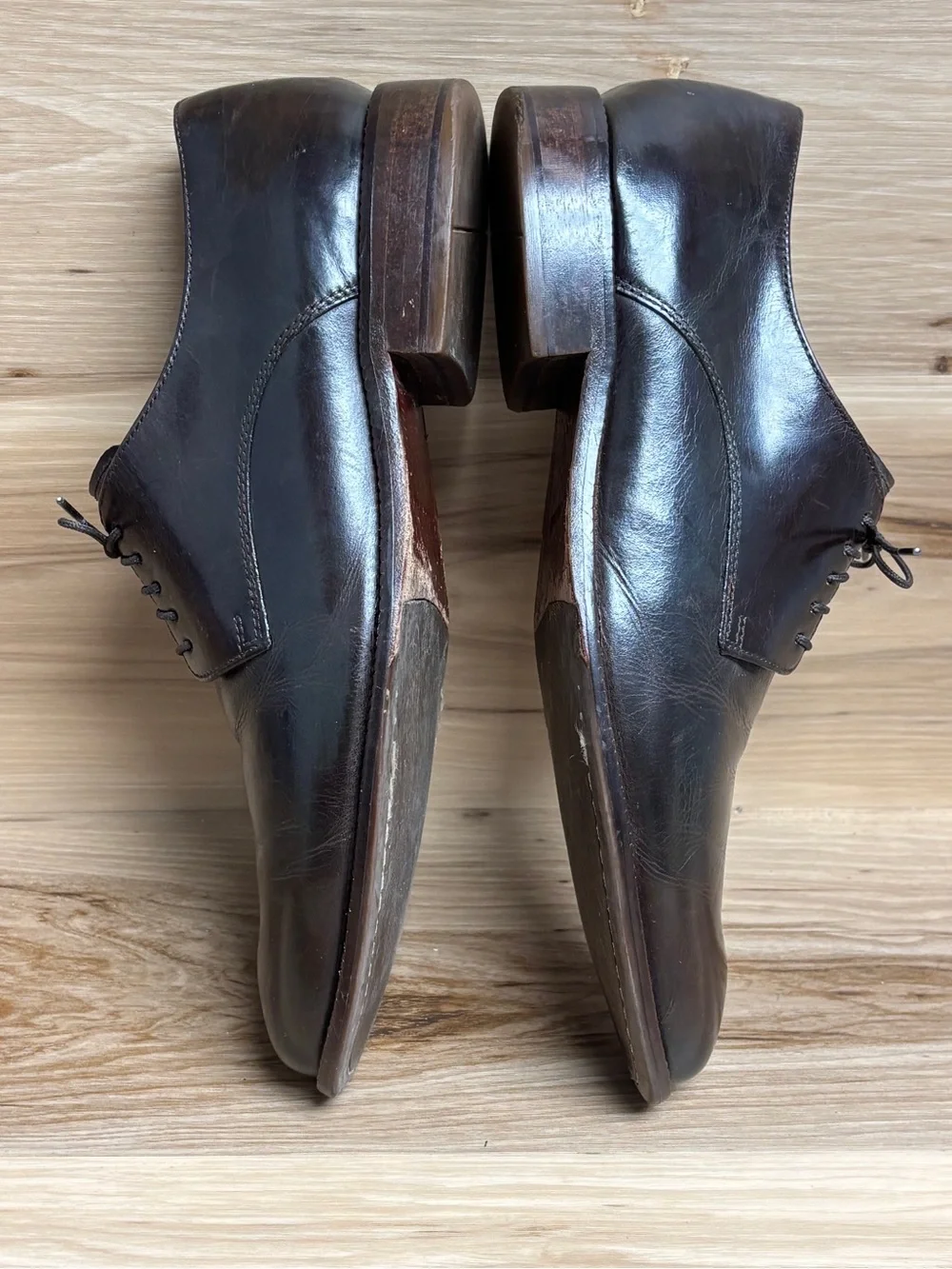 Cole Haan Fitzgerald men's dark brown leather plain toe Oxford shoes size 9.